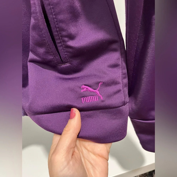 Puma 48 track jacket cheetah print purple cowl neck womens size medium - Picture 9 of 12